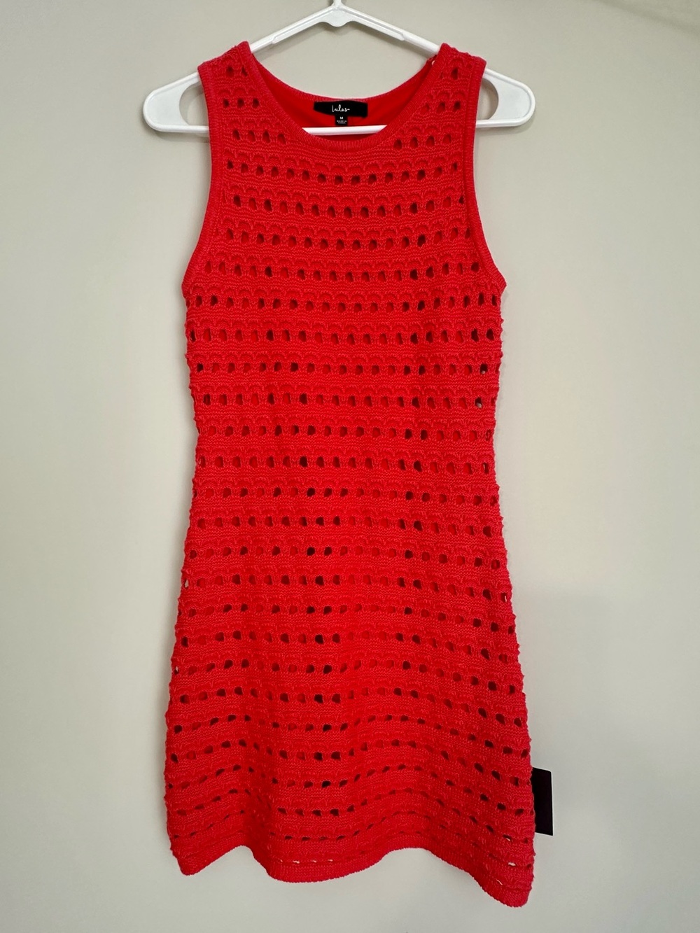 NWT Lulus Orange Crochet Knit Tank Dress size medium